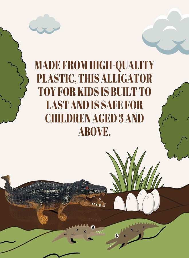 Mallexo Crocodile Action Figure Toy for Kids 3+| 1PC Realistic Alligator Toys for Boys and Girls with Choo-Choo Sound Detailed Reptile Wild Animal Figurine Education & Decor Item Birthday Gift(Black) - Image 4